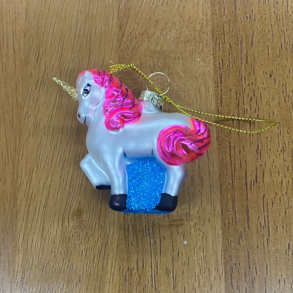 Unicorn glass ornament
